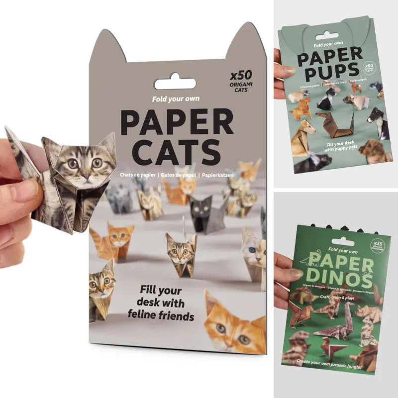 3D Paper Cats Origami Kit – 50 Sheets of Fun Crafting for Kids & Adults