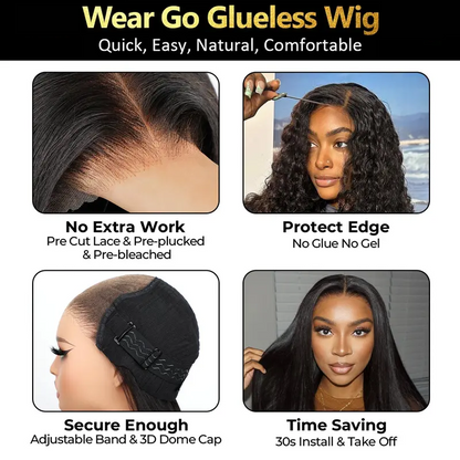🔥Sale Happening Now:70%OFF🔥Pre-Cut Lace Kinky Straight 360 Full Lace Frontal Glueless Wig With Invisi Drawstring Pre Plucked Human Hair Wig
