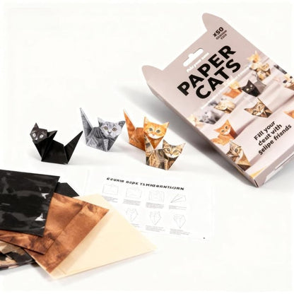 3D Paper Cats Origami Kit – 50 Sheets of Fun Crafting for Kids & Adults