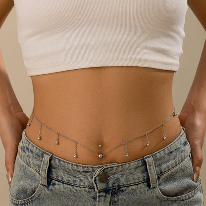 Zircon navel nail body chain sexy imitation pearl tassel chain