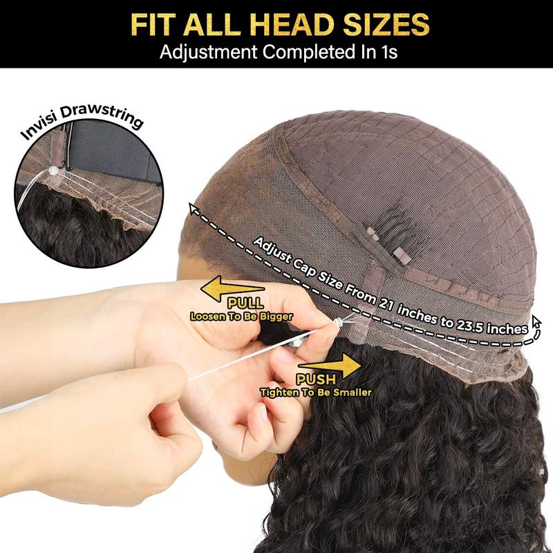 🔥Sale Happening Now:70%OFF🔥Pre-Cut Lace Kinky Straight 360 Full Lace Frontal Glueless Wig With Invisi Drawstring Pre Plucked Human Hair Wig（sku）