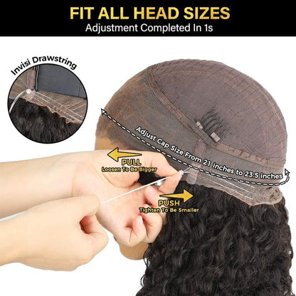 🔥Sale Happening Now:70%OFF🔥Pre-Cut Lace Kinky Straight 360 Full Lace Frontal Glueless Wig With Invisi Drawstring Pre Plucked Human Hair Wig（sku）