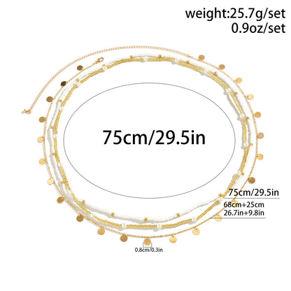 Beach style sexy rice bead multi-layer waist chain cross-border metal sequin bead waist chain