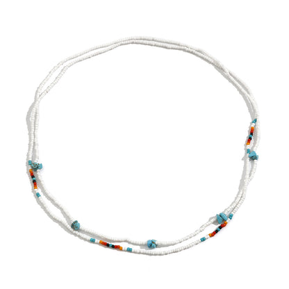 Sexy beach turquoise rice bead elastic waist chain for women's vacation style bead body chain