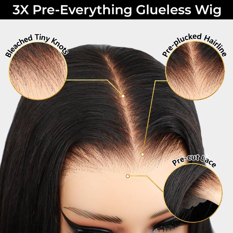 🔥Sale Happening Now:70%OFF🔥Pre-Cut Lace Kinky Straight 360 Full Lace Frontal Glueless Wig With Invisi Drawstring Pre Plucked Human Hair Wig（sku）