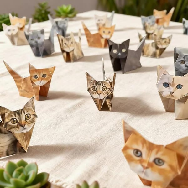 3D Paper Cats Origami Kit – 50 Sheets of Fun Crafting for Kids & Adults